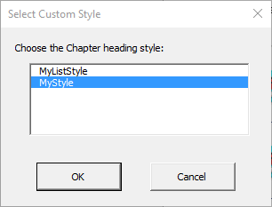 Dialog box named Select Custom Style